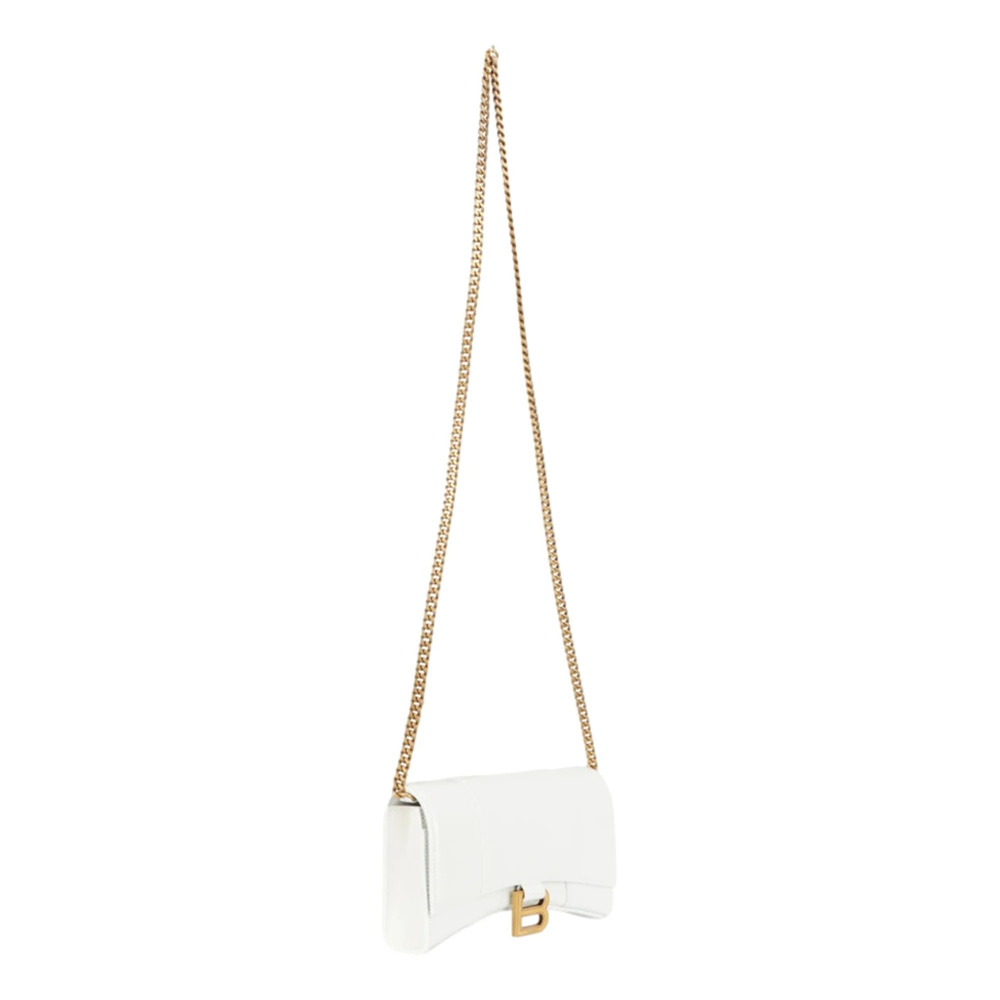 Balenciaga Hourglass White Smooth Calfskin Leather Wallet on Chain Crossbody - Picture 3 of 5